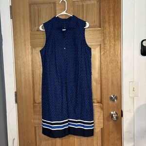Tommy Hilfiger Blue and Black Geometric Sleeveless Drees size L